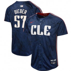 Youth Cleveland Guardians Shane Bieber Navy 2024 City Connect Limited Jersey
