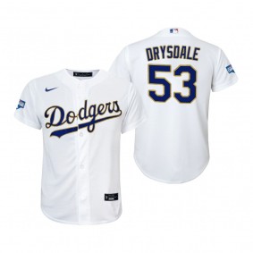 Youth Dodgers Don Drysdale White Gold 2021 Gold Program Replica Jersey